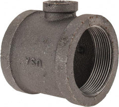 Made in USA - Size 2 x 2 x 1/2", Class 150, Malleable Iron Black Pipe Reducing Tee - 300 psi, Threaded End Connection - Americas Industrial Supply
