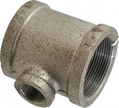 Made in USA - Size 2 x 2 x 3/4", Class 150, Malleable Iron Black Pipe Reducing Tee - 300 psi, Threaded End Connection - Americas Industrial Supply