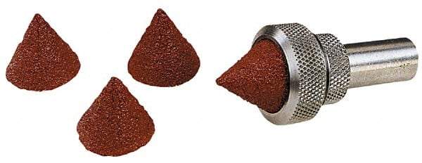 Superior Abrasives - 1-1/2" Long x 1/2" Diam, Aluminum Oxide, Full Taper Cartridge Roll - 36 Grit, 1/8" Pilot Hole Diam, Very Coarse Grade, X Weighted, Cloth Backing - Americas Industrial Supply