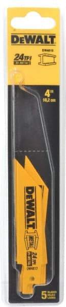 DeWALT - 4" Long x 3/4" Thick, Bi-Metal Reciprocating Saw Blade - Straight Profile, 24 TPI, Toothed Edge, Universal Shank - Americas Industrial Supply