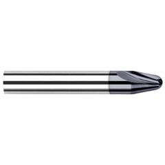 Harvey Tool - 22.5° per Side 0.124" Small End Diam 0.277" LOC 2-Flute Solid Carbide Tapered Ball End Mill - Exact Industrial Supply