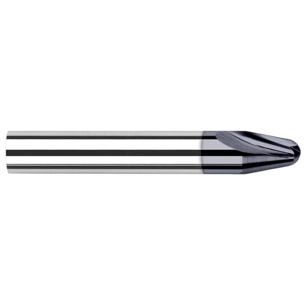 Harvey Tool - 5° per Side 0.25" Small End Diam 0.834" LOC 2-Flute Solid Carbide Tapered Ball End Mill - Exact Industrial Supply