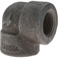 Made in USA - Size 1", Class 3,000, Forged Carbon Steel Black Pipe 90° Elbow - 925 psi, Threaded End Connection - Americas Industrial Supply