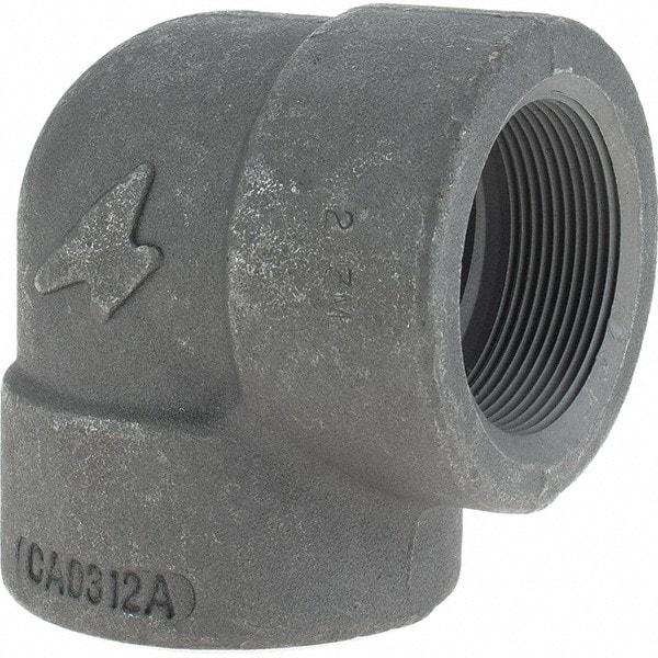 Made in USA - Size 2", Class 3,000, Forged Carbon Steel Black Pipe 90° Elbow - 925 psi, Threaded End Connection - Americas Industrial Supply