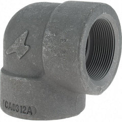 Made in USA - Size 2", Class 3,000, Forged Carbon Steel Black Pipe 90° Elbow - 925 psi, Threaded End Connection - Americas Industrial Supply