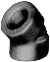 Made in USA - Size 1/8", Class 3,000, Forged Carbon Steel Black Pipe 45° Elbow - 3,000 psi, Threaded End Connection - Americas Industrial Supply