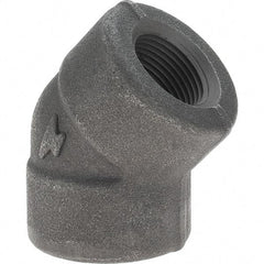 Made in USA - Size 3/4", Class 3,000, Forged Carbon Steel Black Pipe 45° Elbow - 925 psi, Threaded End Connection - Americas Industrial Supply