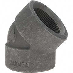 Made in USA - Size 2", Class 3,000, Forged Carbon Steel Black Pipe 45° Elbow - 925 psi, Threaded End Connection - Americas Industrial Supply