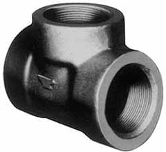 Made in USA - Size 2-1/2", Class 3,000, Forged Carbon Steel Black Pipe Tee - 3,000 psi, Threaded End Connection - Americas Industrial Supply