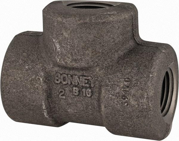 Made in USA - Size 1/2", Class 3,000, Forged Carbon Steel Black Pipe Tee - 925 psi, Threaded End Connection - Americas Industrial Supply