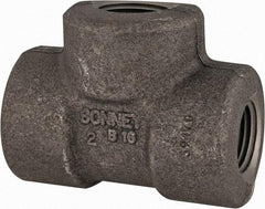 Made in USA - Size 1/2", Class 3,000, Forged Carbon Steel Black Pipe Tee - 925 psi, Threaded End Connection - Americas Industrial Supply