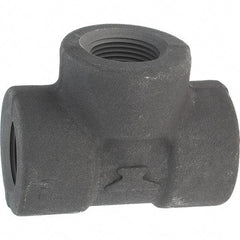 Made in USA - Size 3/4", Class 3,000, Forged Carbon Steel Black Pipe Tee - 925 psi, Threaded End Connection - Americas Industrial Supply