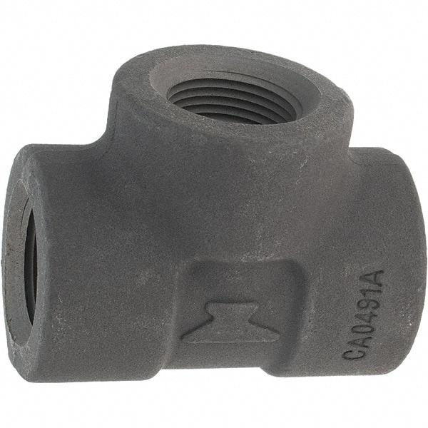 Made in USA - Size 1", Class 3,000, Forged Carbon Steel Black Pipe Tee - 925 psi, Threaded End Connection - Americas Industrial Supply