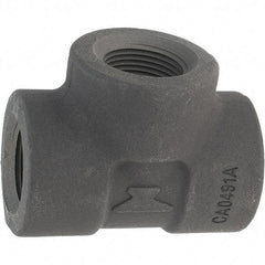 Made in USA - Size 1", Class 3,000, Forged Carbon Steel Black Pipe Tee - 925 psi, Threaded End Connection - Americas Industrial Supply
