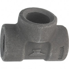Made in USA - Size 1-1/4", Class 3,000, Forged Carbon Steel Black Pipe Tee - 925 psi, Threaded End Connection - Americas Industrial Supply