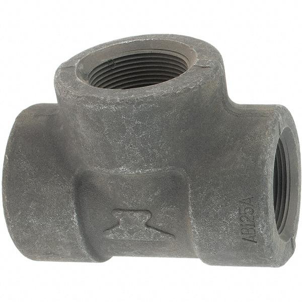 Made in USA - Size 1-1/2", Class 3,000, Forged Carbon Steel Black Pipe Tee - 925 psi, Threaded End Connection - Americas Industrial Supply