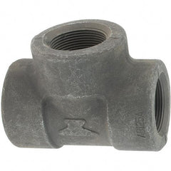 Made in USA - Size 1-1/2", Class 3,000, Forged Carbon Steel Black Pipe Tee - 925 psi, Threaded End Connection - Americas Industrial Supply