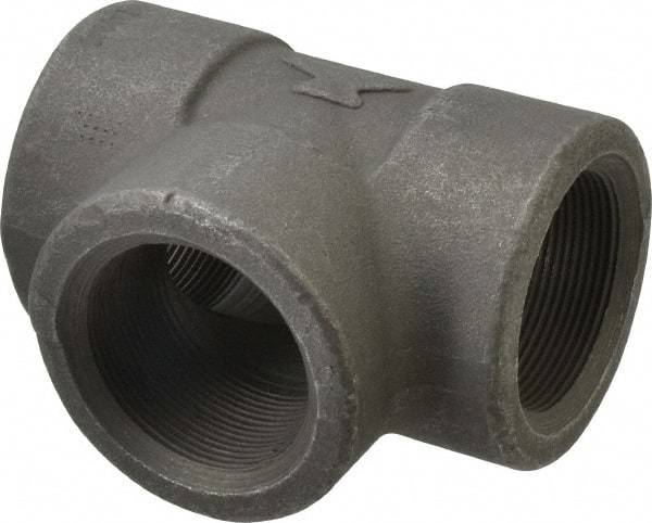 Made in USA - Size 2", Class 3,000, Forged Carbon Steel Black Pipe Tee - 925 psi, Threaded End Connection - Americas Industrial Supply