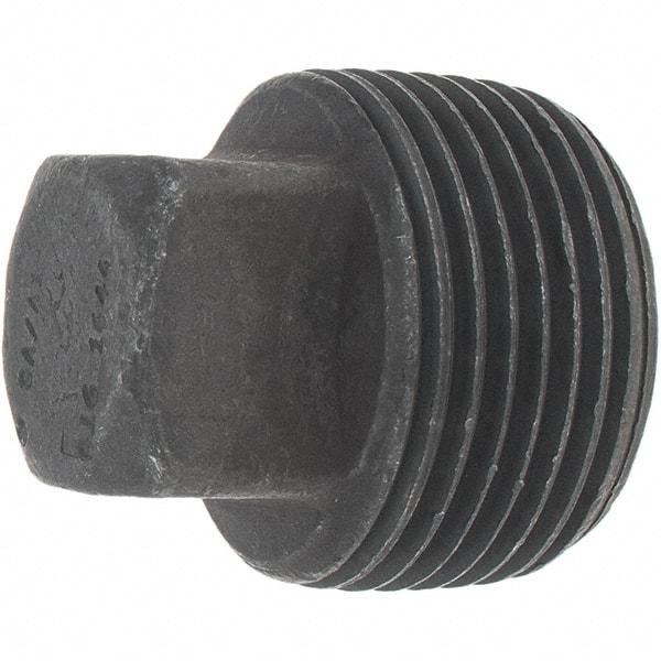 Made in USA - Size 1", Class 3,000, Forged Carbon Steel Black Pipe Square Plug - 925 psi, Threaded End Connection - Americas Industrial Supply