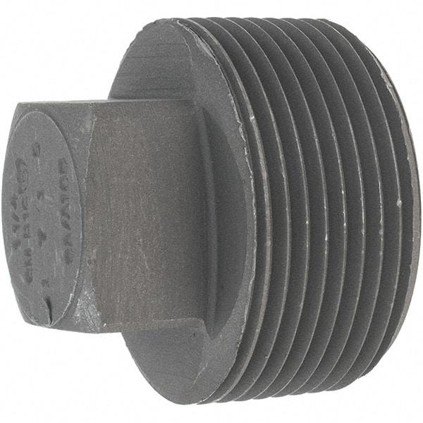 Made in USA - Size 1-1/4", Class 3,000, Forged Carbon Steel Black Pipe Square Plug - 925 psi, Threaded End Connection - Americas Industrial Supply