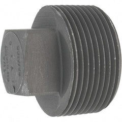 Made in USA - Size 1-1/4", Class 3,000, Forged Carbon Steel Black Pipe Square Plug - 925 psi, Threaded End Connection - Americas Industrial Supply
