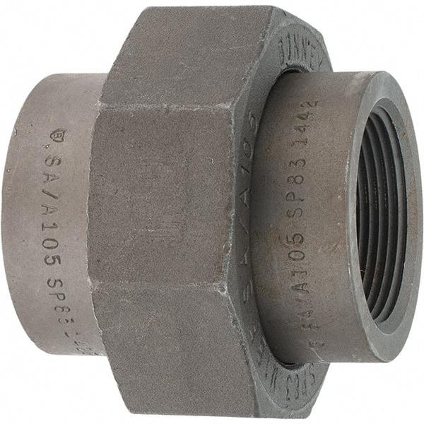 Made in USA - Size 1-1/2", Class 3,000, Forged Carbon Steel Black Pipe Union - 925 psi, Threaded End Connection - Americas Industrial Supply