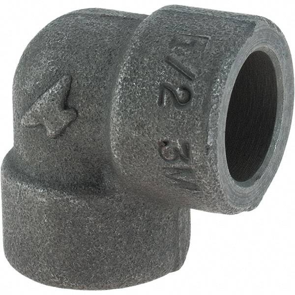 Made in USA - Size 1/2", Class 3,000, Forged Carbon Steel Black Pipe 90° Elbow - 925 psi, Socket Weld End Connection - Americas Industrial Supply