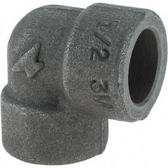 Made in USA - Size 1/2", Class 3,000, Forged Carbon Steel Black Pipe 90° Elbow - 925 psi, Socket Weld End Connection - Americas Industrial Supply