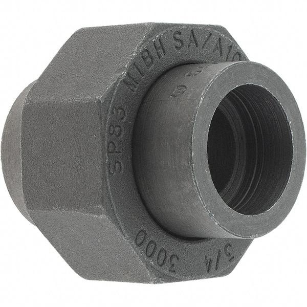 Made in USA - Size 3/4", Class 3,000, Forged Carbon Steel Black Pipe Union - 925 psi, Socket Weld End Connection - Americas Industrial Supply