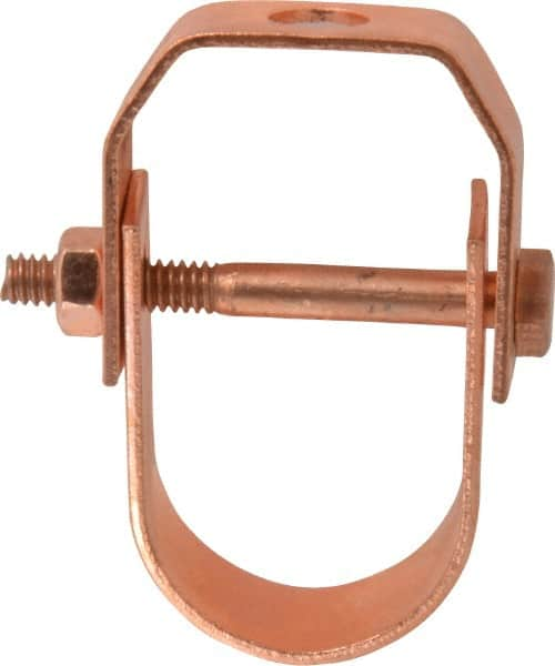 Value Collection - 1-1/4" Pipe, 3/8" Rod, Carbon Steel Adjustable Clevis Hanger - Copper Plated, 250 Lb Capacity - Americas Industrial Supply