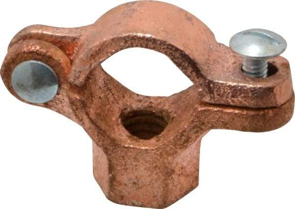 Value Collection - 1/2" Pipe, 3/8" Rod, Copper Plated Split Clamp - 180 Lb Capacity, Malleable Iron - Americas Industrial Supply