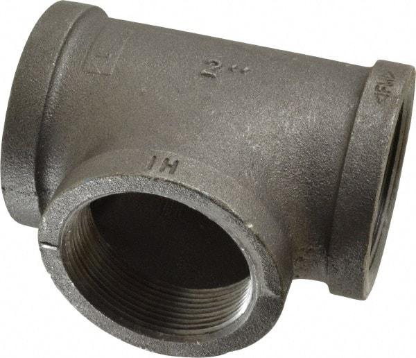 Made in USA - Size 2", Class 150, Malleable Iron Black Pipe Tee - 150 psi, Threaded End Connection - Americas Industrial Supply