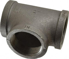 Made in USA - Size 2", Class 150, Malleable Iron Black Pipe Tee - 150 psi, Threaded End Connection - Americas Industrial Supply