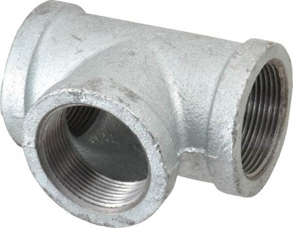 Made in USA - Class 150, 1-1/2" Galvanized Pipe Tee - Threaded, Malleable Iron - Americas Industrial Supply