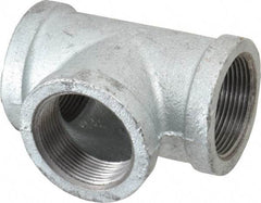 Made in USA - Class 150, 1-1/2" Galvanized Pipe Tee - Threaded, Malleable Iron - Americas Industrial Supply
