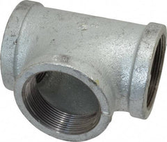 Made in USA - Class 150, 2" Galvanized Pipe Tee - Threaded, Malleable Iron - Americas Industrial Supply