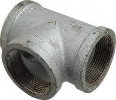 Made in USA - Class 150, 2-1/2" Galvanized Pipe Tee - Threaded, Malleable Iron - Americas Industrial Supply