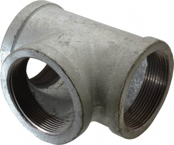 Made in USA - Class 150, 3" Galvanized Pipe Tee - Threaded, Malleable Iron - Americas Industrial Supply