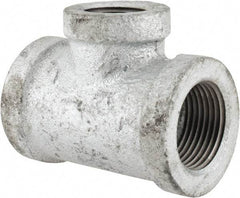 Made in USA - Class 150, 3/4 x 3/4 x 1/2" Galvanized Pipe Reducing Tee - Threaded, Malleable Iron - Americas Industrial Supply