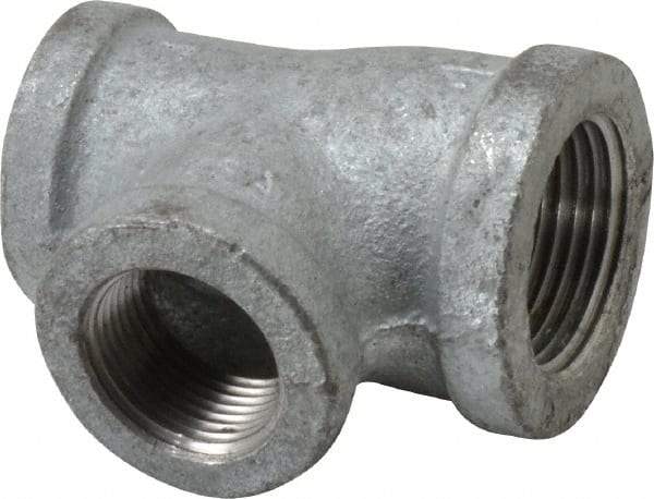 Made in USA - Class 150, 1 x 3/4 x 3/4" Galvanized Pipe Reducing Tee - Threaded, Malleable Iron - Americas Industrial Supply