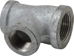 Made in USA - Class 150, 1 x 3/4 x 3/4" Galvanized Pipe Reducing Tee - Threaded, Malleable Iron - Americas Industrial Supply