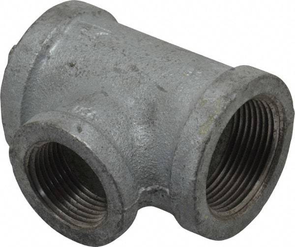 Made in USA - Class 150, 1-1/4 x 1-1/4 x 1" Galvanized Pipe Reducing Tee - Threaded, Malleable Iron - Americas Industrial Supply