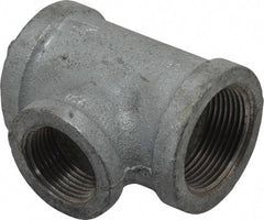 Made in USA - Class 150, 1-1/4 x 1-1/4 x 1" Galvanized Pipe Reducing Tee - Threaded, Malleable Iron - Americas Industrial Supply