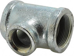 Made in USA - Class 150, 1-1/2 x 1-1/2 x 1" Galvanized Pipe Reducing Tee - Threaded, Malleable Iron - Americas Industrial Supply