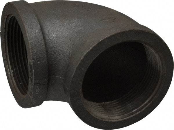 Made in USA - Size 2-1/2", Class 150, Malleable Iron Black Pipe 90° Elbow - 150 psi, Threaded End Connection - Americas Industrial Supply