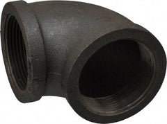 Made in USA - Size 2-1/2", Class 150, Malleable Iron Black Pipe 90° Elbow - 150 psi, Threaded End Connection - Americas Industrial Supply