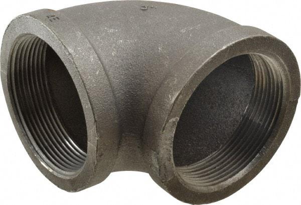 Made in USA - Size 3", Class 150, Malleable Iron Black Pipe 90° Elbow - 150 psi, Threaded End Connection - Americas Industrial Supply