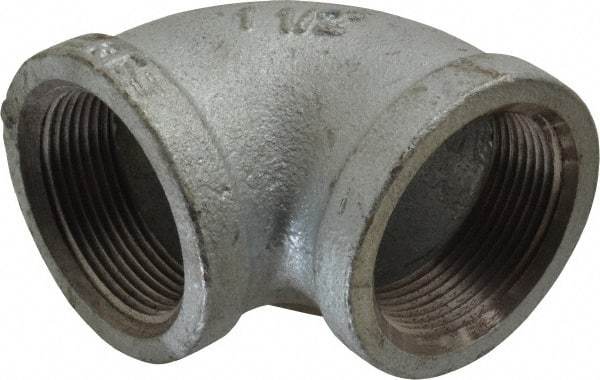 Made in USA - Class 150, 1-1/2" Galvanized Pipe 90° Elbow - Threaded, Malleable Iron - Americas Industrial Supply