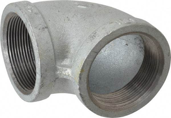 Made in USA - Class 150, 2" Galvanized Pipe 90° Elbow - Threaded, Malleable Iron - Americas Industrial Supply
