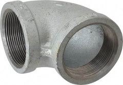 Made in USA - Class 150, 2" Galvanized Pipe 90° Elbow - Threaded, Malleable Iron - Americas Industrial Supply